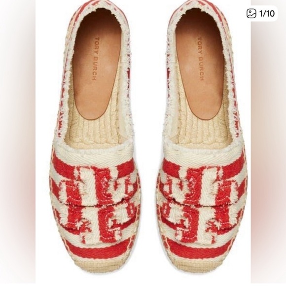 Tory Burch Shoes - Tory Burch Fray Stripe Espadrille Flats. Size 10